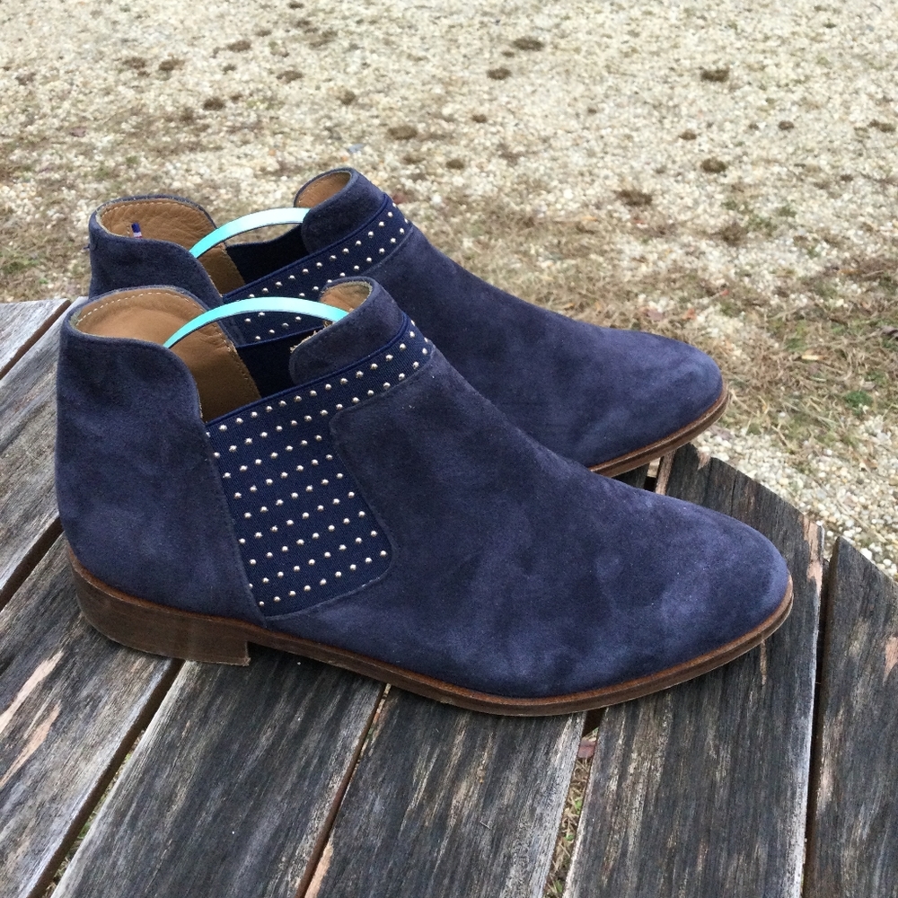 Bocage Suede Ankle Boots With Gold Studs 37